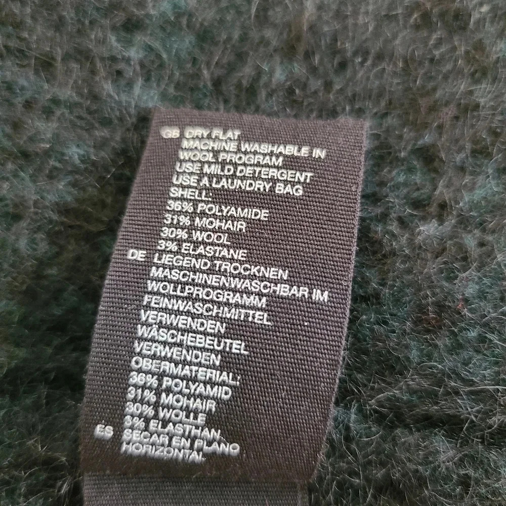& Other Stories Sea Green Black Wool Blend Cardigan Sweater S - Picture 6 of 6